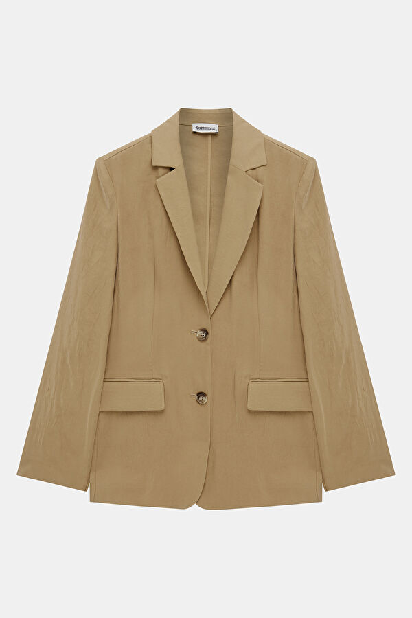 Light Camel Button-Down Modal Women's Jacket 4