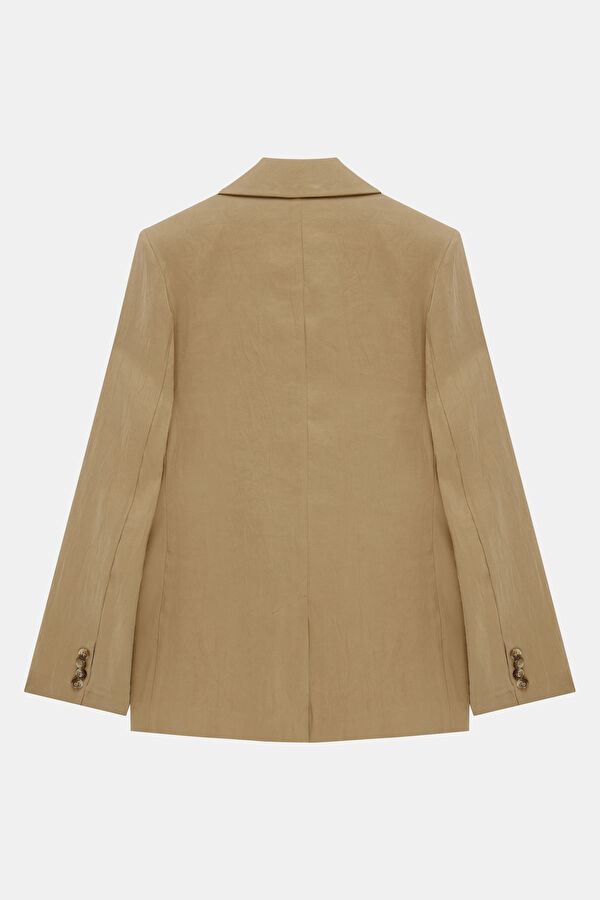 Light Camel Button-Down Modal Women's Jacket 5