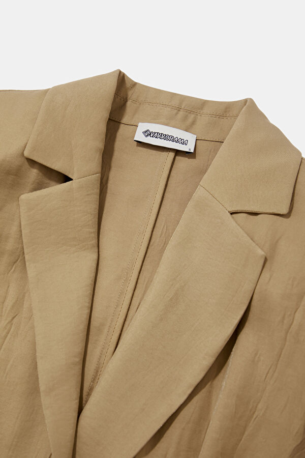 Light Camel Button-Down Modal Women's Jacket 6