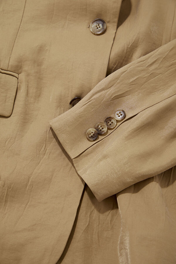 Light Camel Button-Down Modal Women's Jacket 7