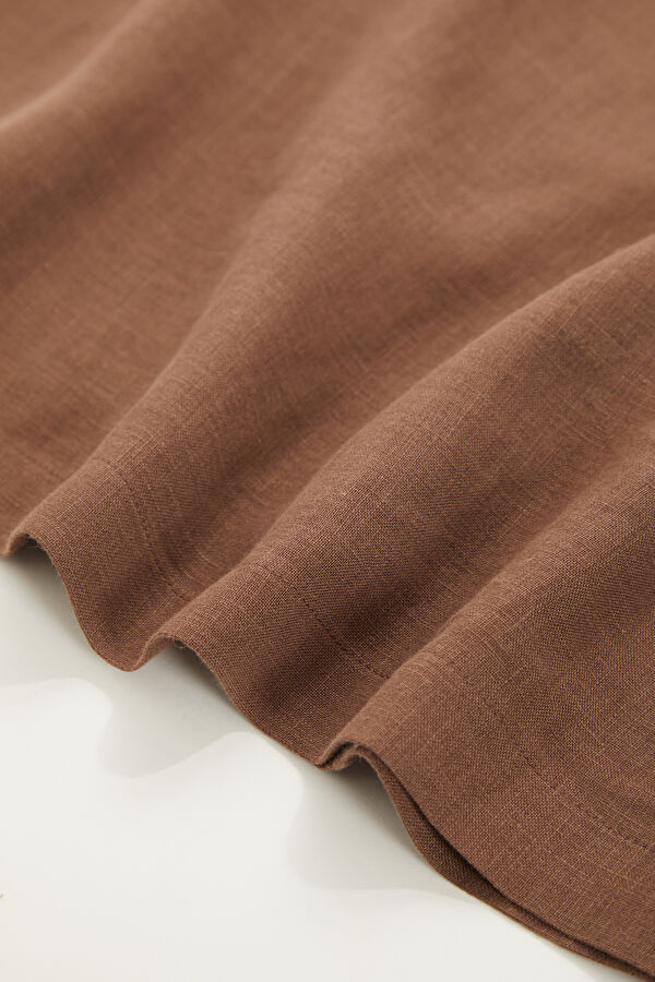 Brown Short Linen Women's Dress 6