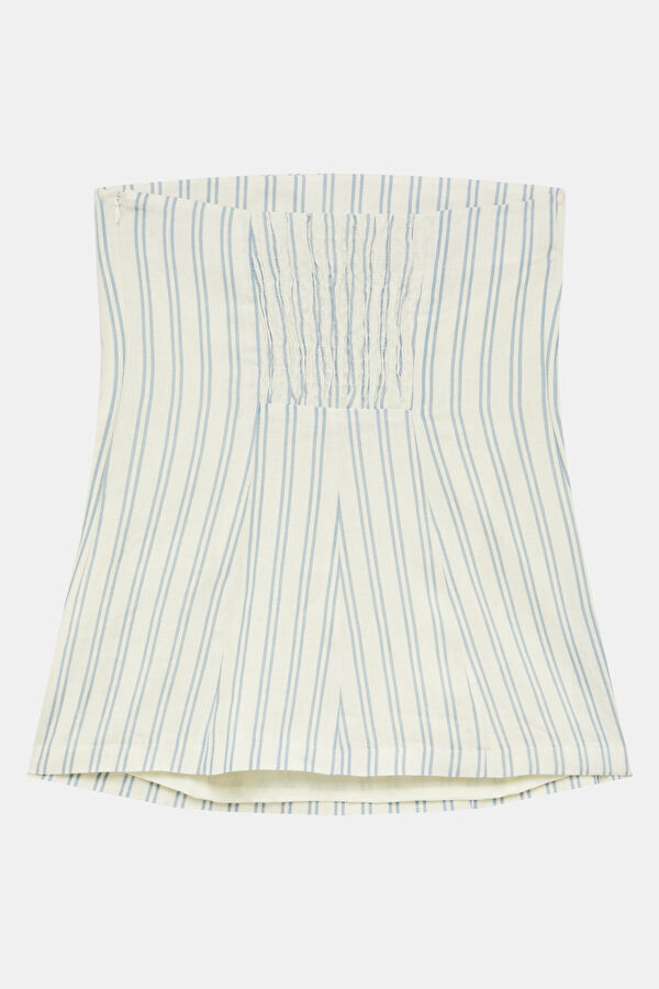 Multicolored Striped Sleeveless Linen Women's Blouse 5