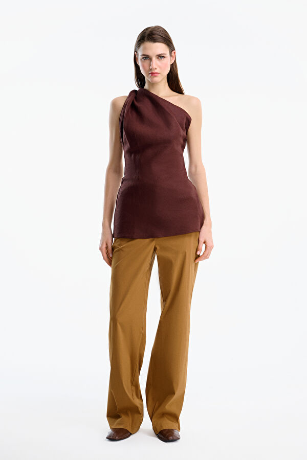 Açık Camel Straight Kadın Pantolon