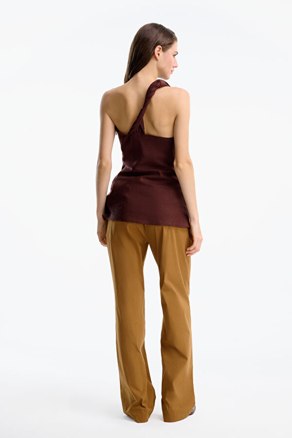 Açık Camel Straight Kadın Pantolon 2