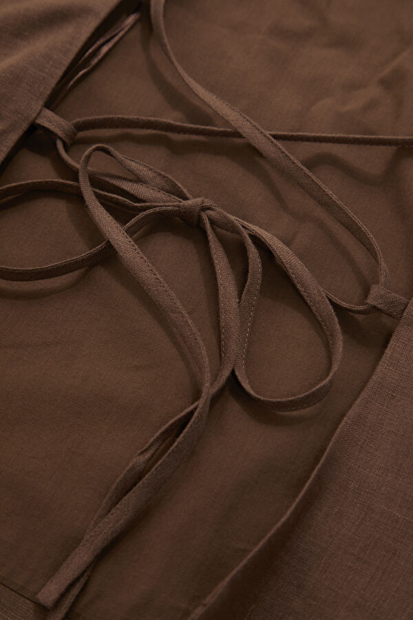 Brown Sleeveless Linen Blouse 4