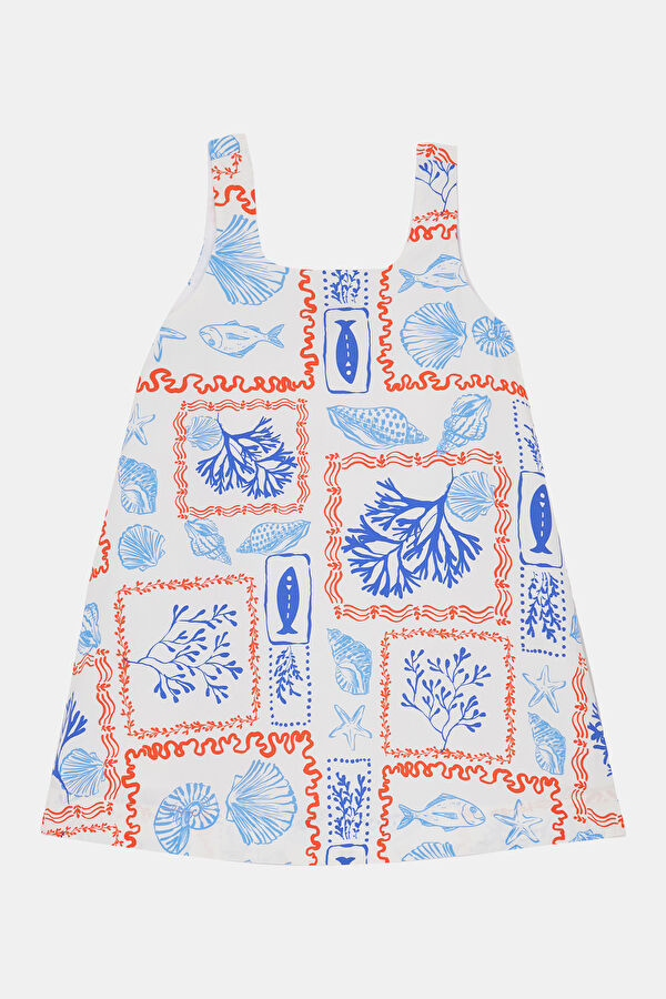 Multicolored Patterned Short Kids' Dress