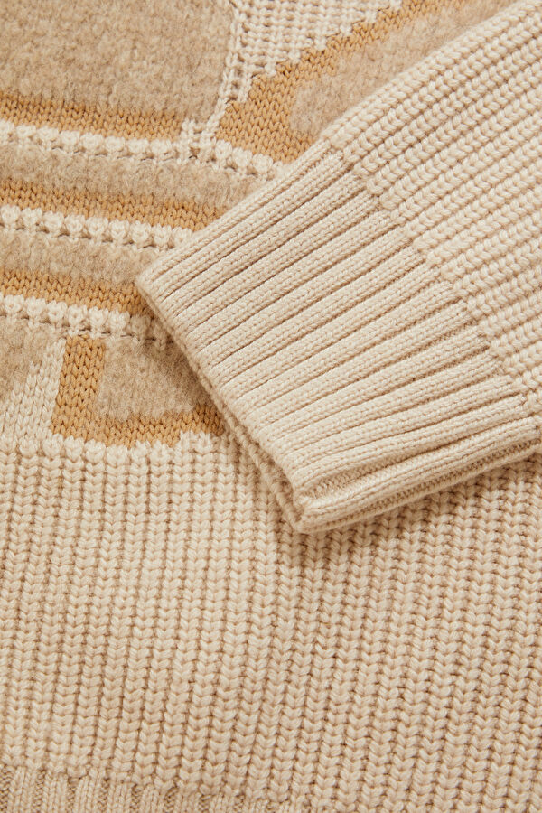 X Edison Chen Clot Beige Embroidered Viscose/Wool Knit Men's Sweater 4