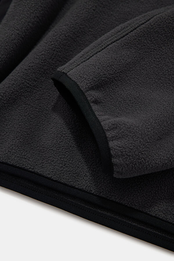 Antrasit Relax Kalıp Dik Yaka Erkek Sweatshirt 4
