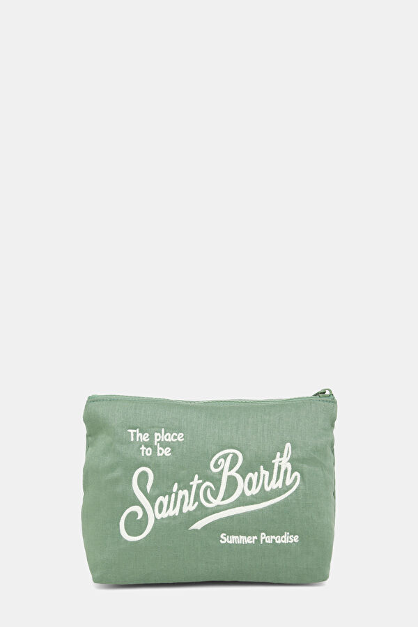 Aline Soft Aqua Green Embroidered Linen Bag 3