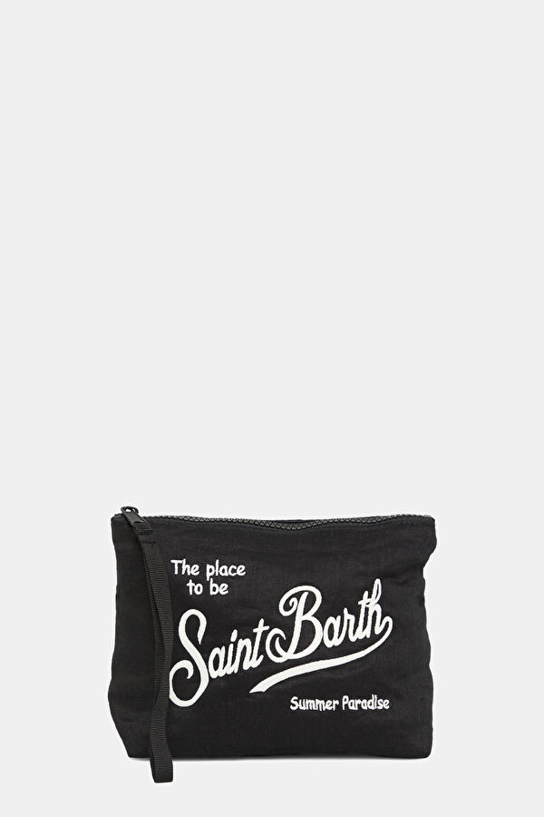 Aline Soft Dark Gray Embroidered Linen Bag