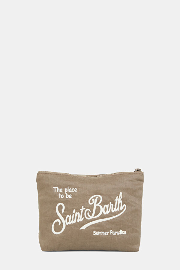 Aline Soft Grey Embroidered Linen Bag 3