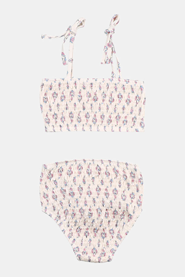 Ecru Patterned Laceup Kids Bikini 2