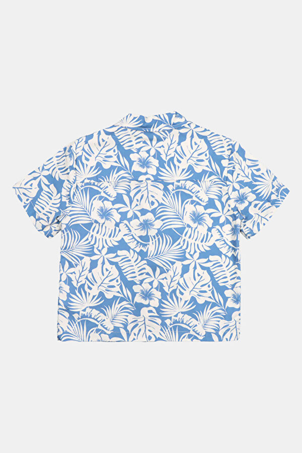 Blue Floral Pattern Kids Shirt 3