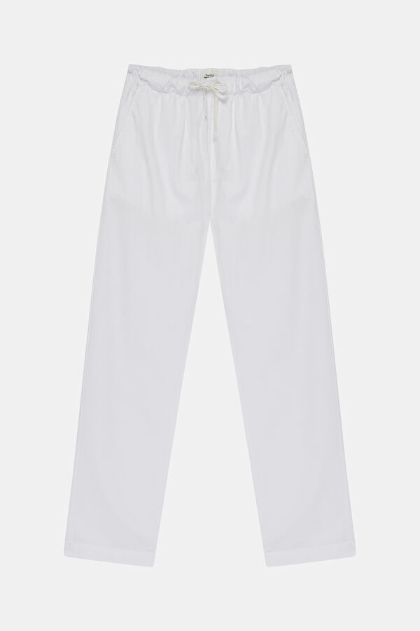 Relax Fit White Straight Leg Men's Trousers