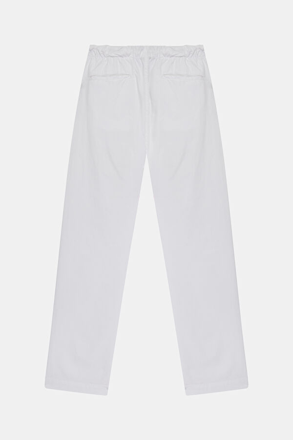 Relax Fit White Straight Leg Men's Trousers 2