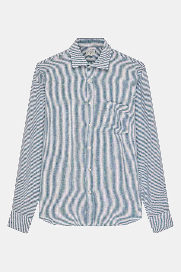 Relax Fit Green Linen Men's Shirt