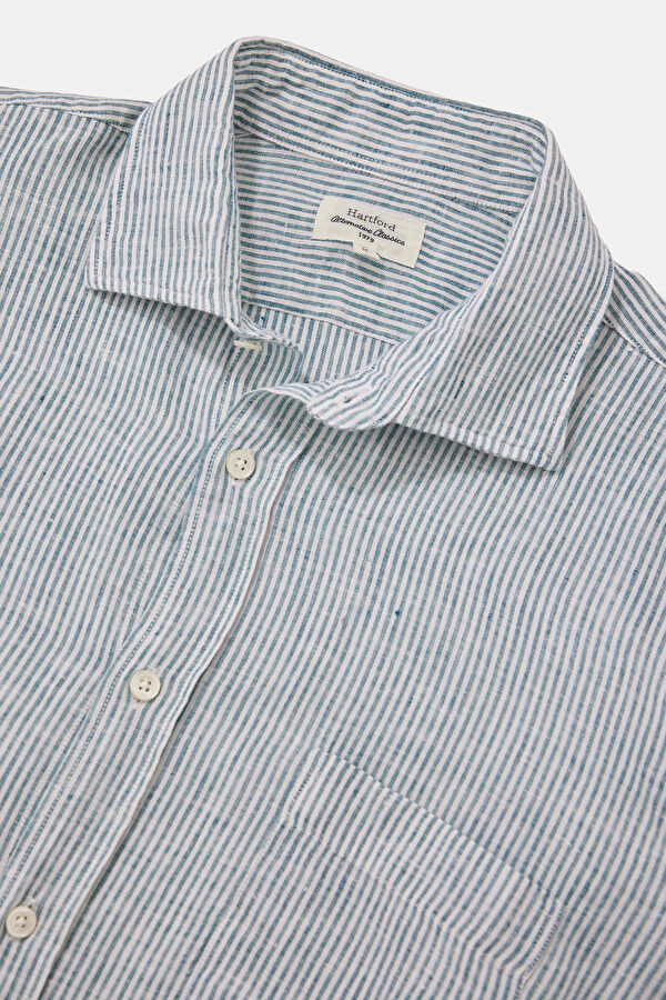Relax Fit Green Linen Men's Shirt 3