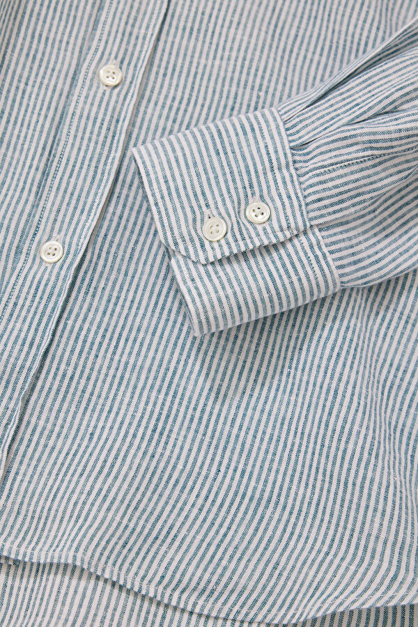 Relax Fit Green Linen Men's Shirt 4