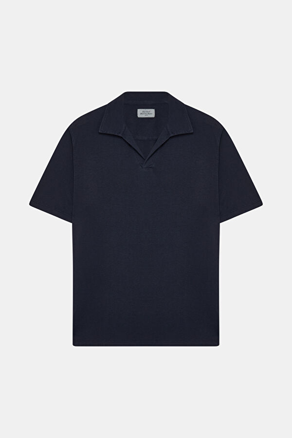 Relax Kalıp Lacivert Polo Yaka Erkek T-Shirt