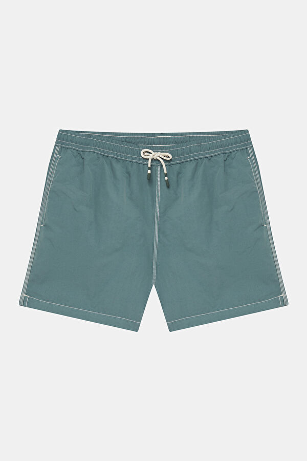 Khaki Elastic Waist Men's Swimsuit