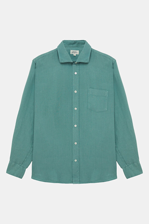Relax Fit Green Linen Men's Shirt
