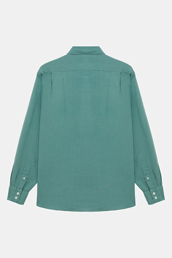 Relax Fit Green Linen Men's Shirt 2