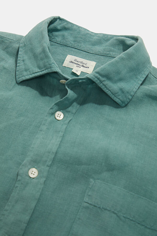 Relax Fit Green Linen Men's Shirt 3