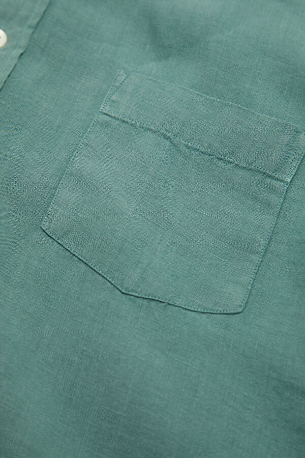 Relax Fit Green Linen Men's Shirt 4