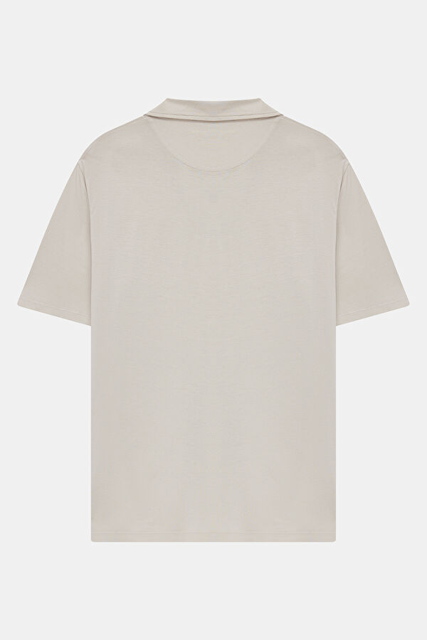 Relax Fit Beige Polo Collar Men's T-Shirt 2