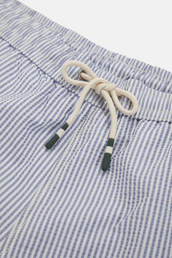 Navy Striped Elastic Swimsuit 3