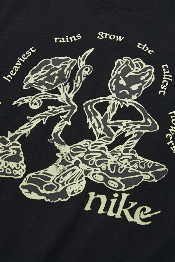 Relax Kalıp Siyah Bisiklet Yaka Baskılı Erkek T-Shirt 4