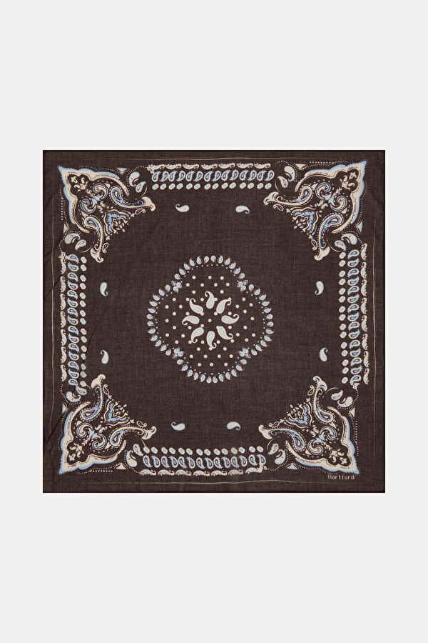 Dark Brown Ethnic Patterned Scarf