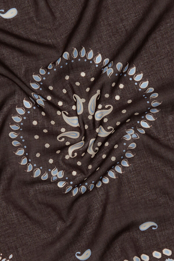 Dark Brown Ethnic Patterned Scarf 2