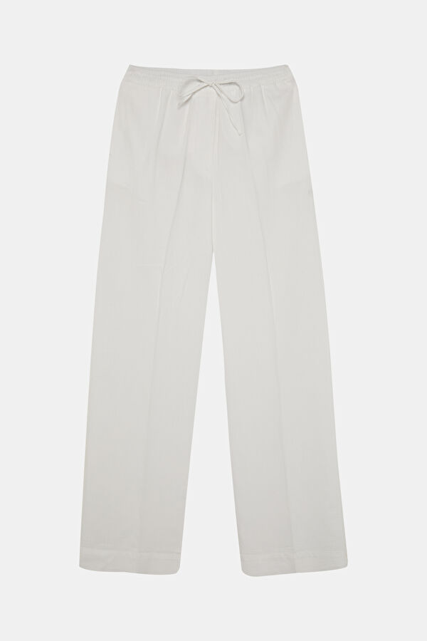 Beyaz Wide Leg Kadın Pantolon