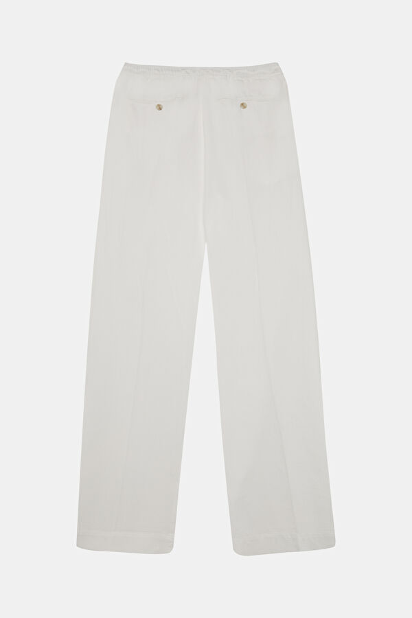Beyaz Wide Leg Kadın Pantolon 2