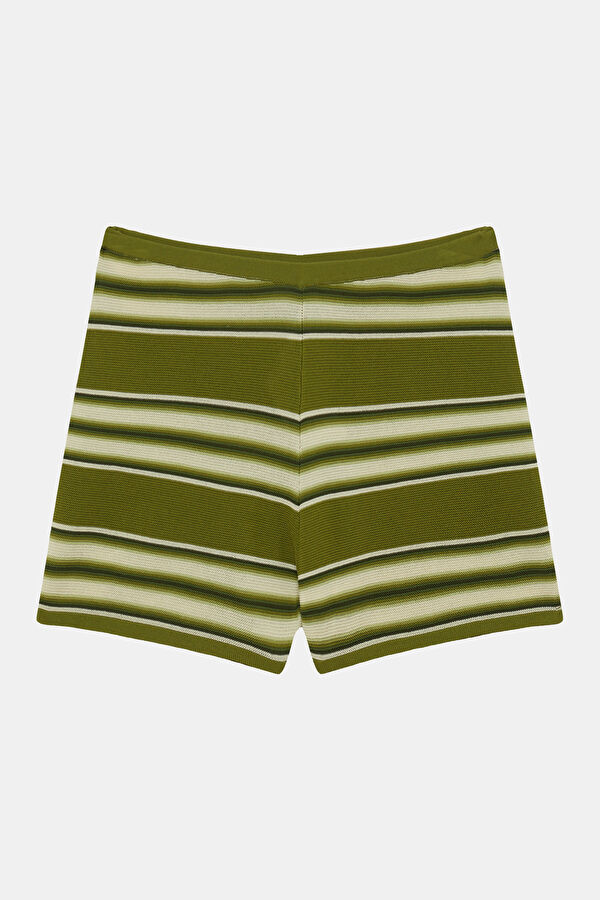 White Striped Patterned Shorts