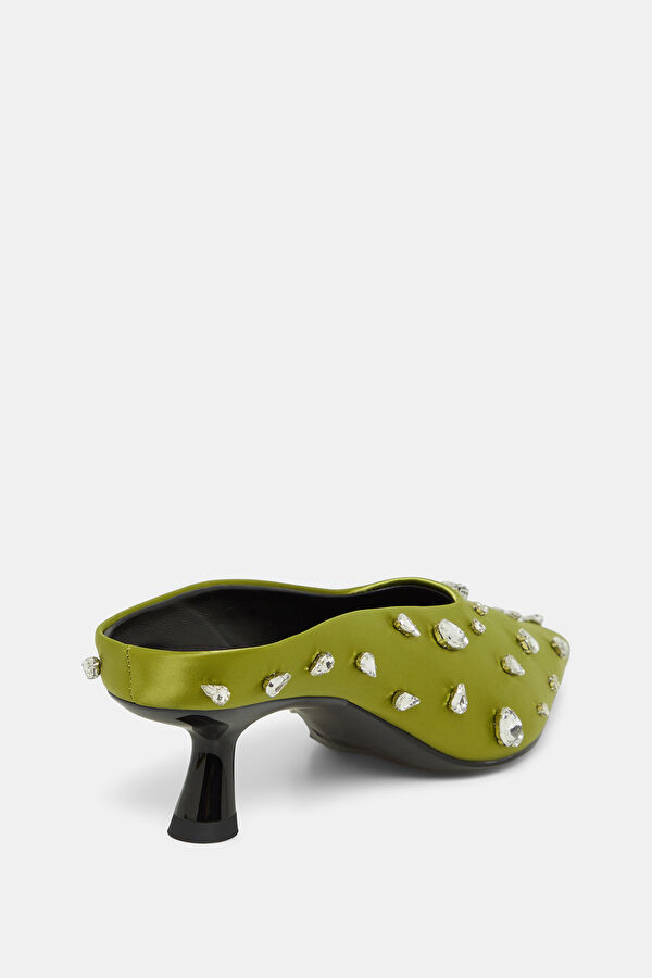 Teardrop Crystal Pointed Gala Mule Light Green Women's Shoes 3