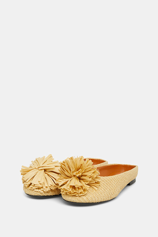 Pom Pom Riad Beige Women's Ballet Flats 2