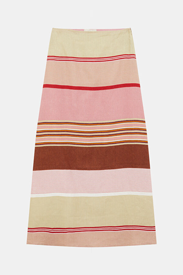 Rose Pink Striped Women's Skirt 4