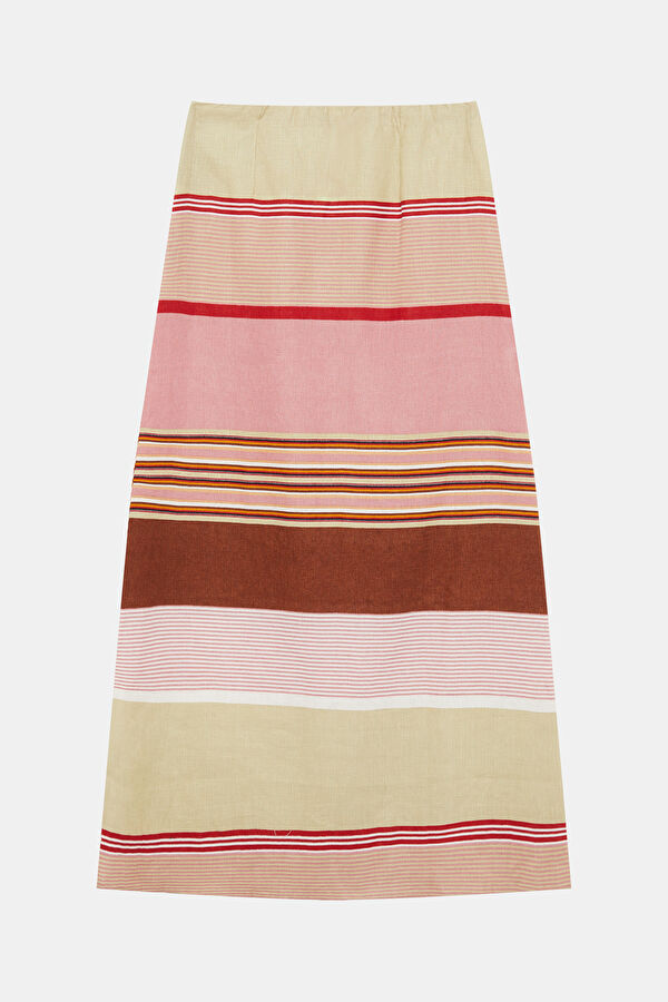 Rose Pink Striped Women's Skirt 5