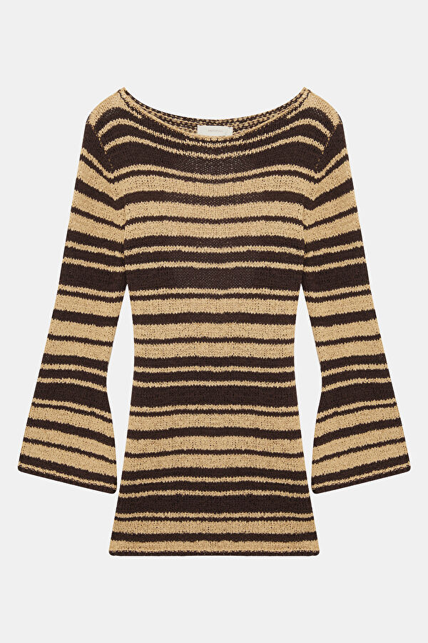 Brown Striped Mini Women's Dress 3