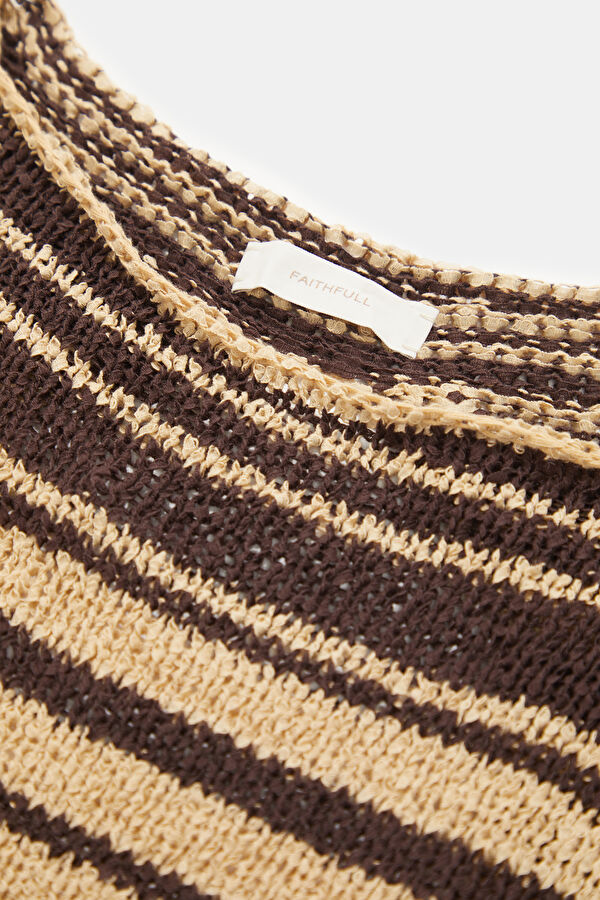 Brown Striped Mini Women's Dress 5