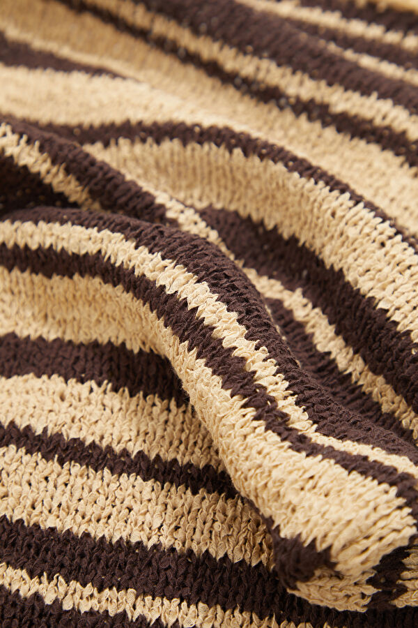 Brown Striped Mini Women's Dress 6