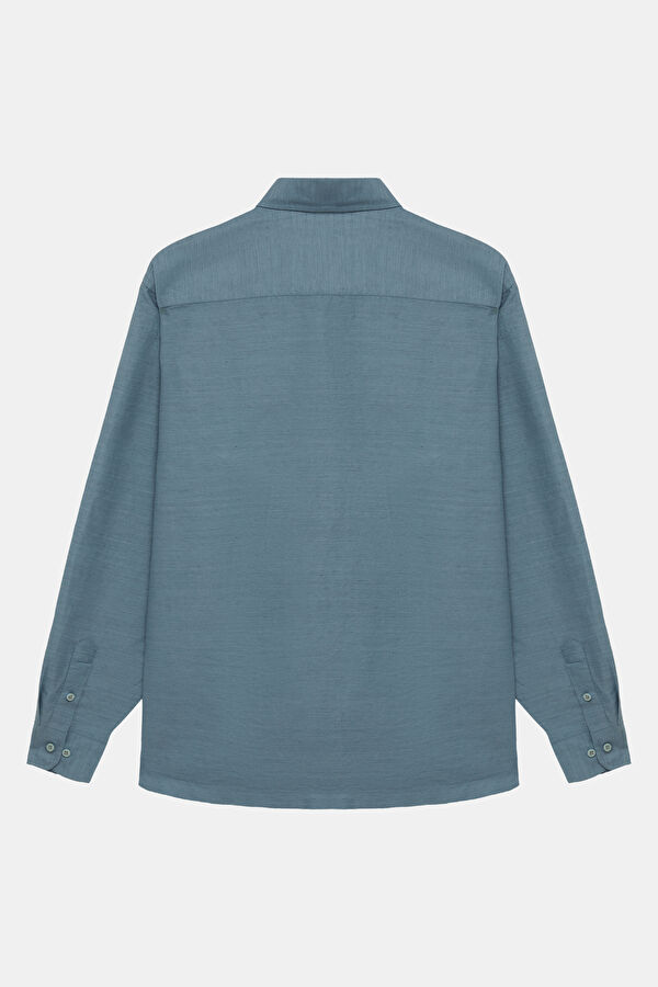 Blue Regular Linen Cotton Men's Shirt 2