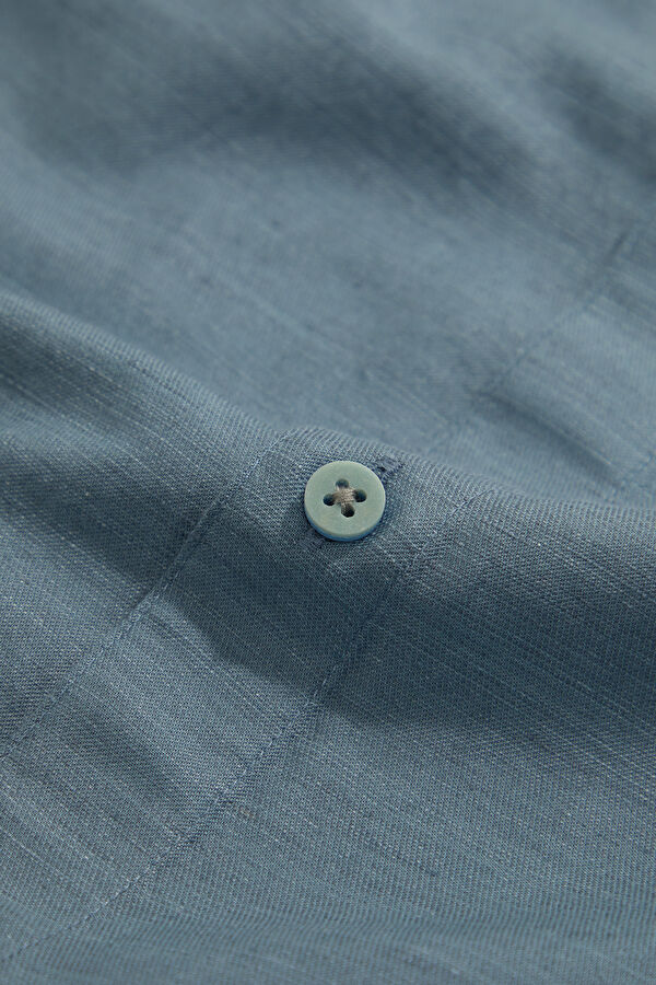 Blue Regular Linen Cotton Men's Shirt 5