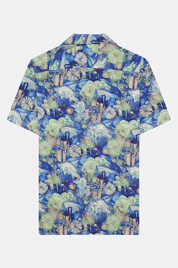 Multicolored Patterned Resort Collar Men's Shirt 2