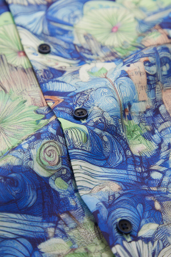 Multicolored Patterned Resort Collar Men's Shirt 4