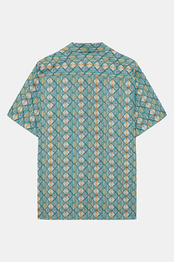 Multicolored Patterned Resort Collar Men's Shirt 2