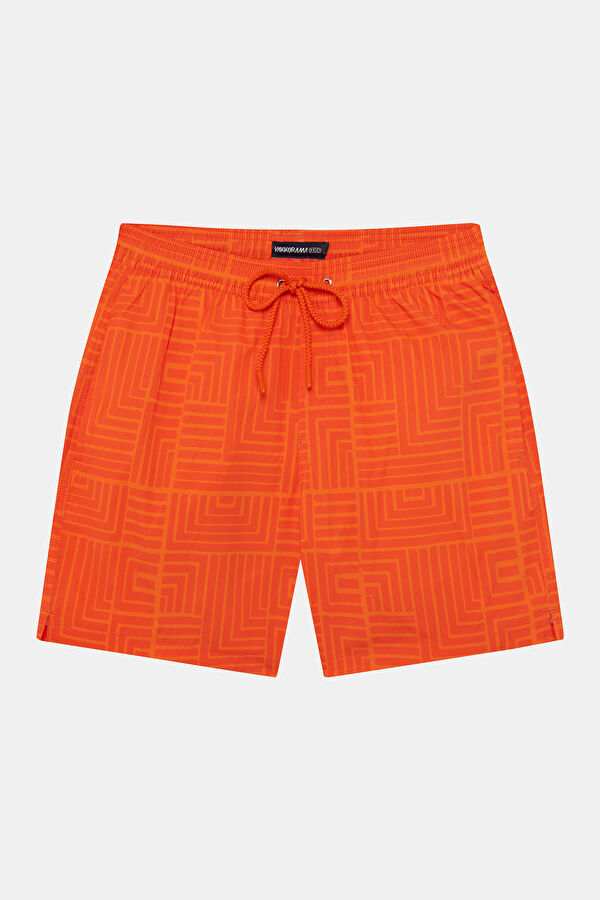 Orange Design Filled Elastic Swimsuit