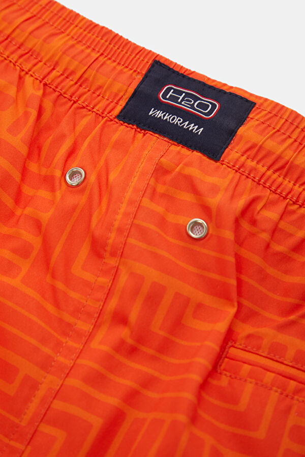 Orange Design Filled Elastic Swimsuit 5